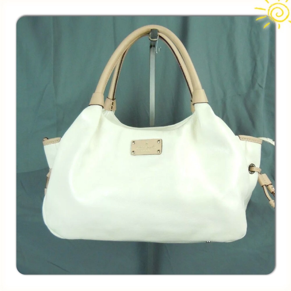 Kate spade white and tan leather zip tote